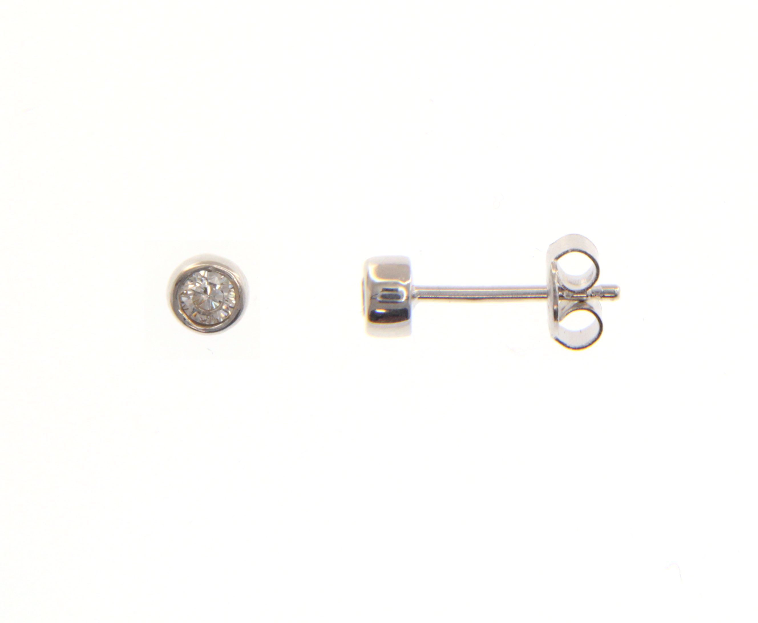 White gold single stone earrings 14k with zircon (code S218272)